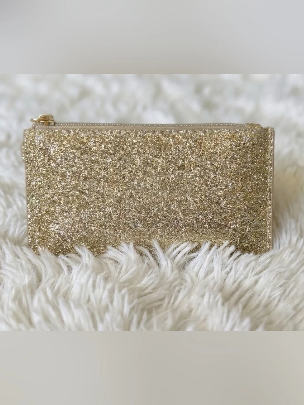 Jimmy Choo Parfums Glitter Zip Pouch with Logo zipper pull - Gold 5